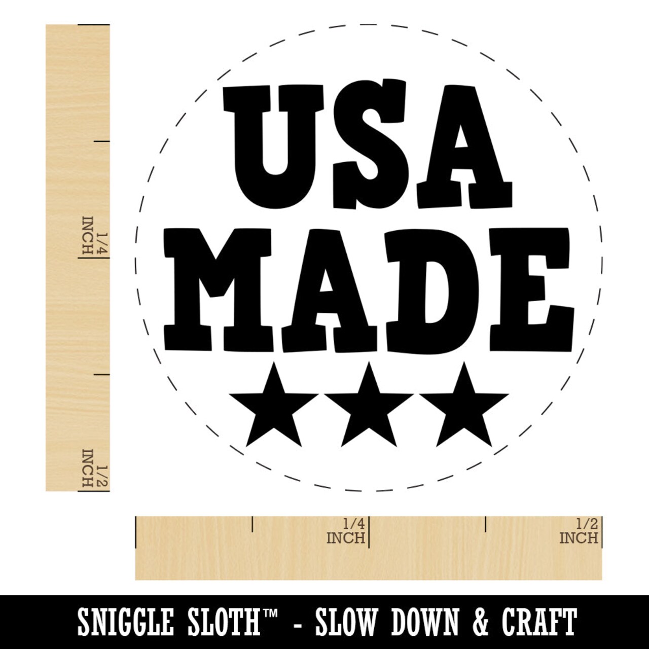 USA Made with Stars Fun Text Self-Inking Rubber Stamp for Stamping Crafting Planners